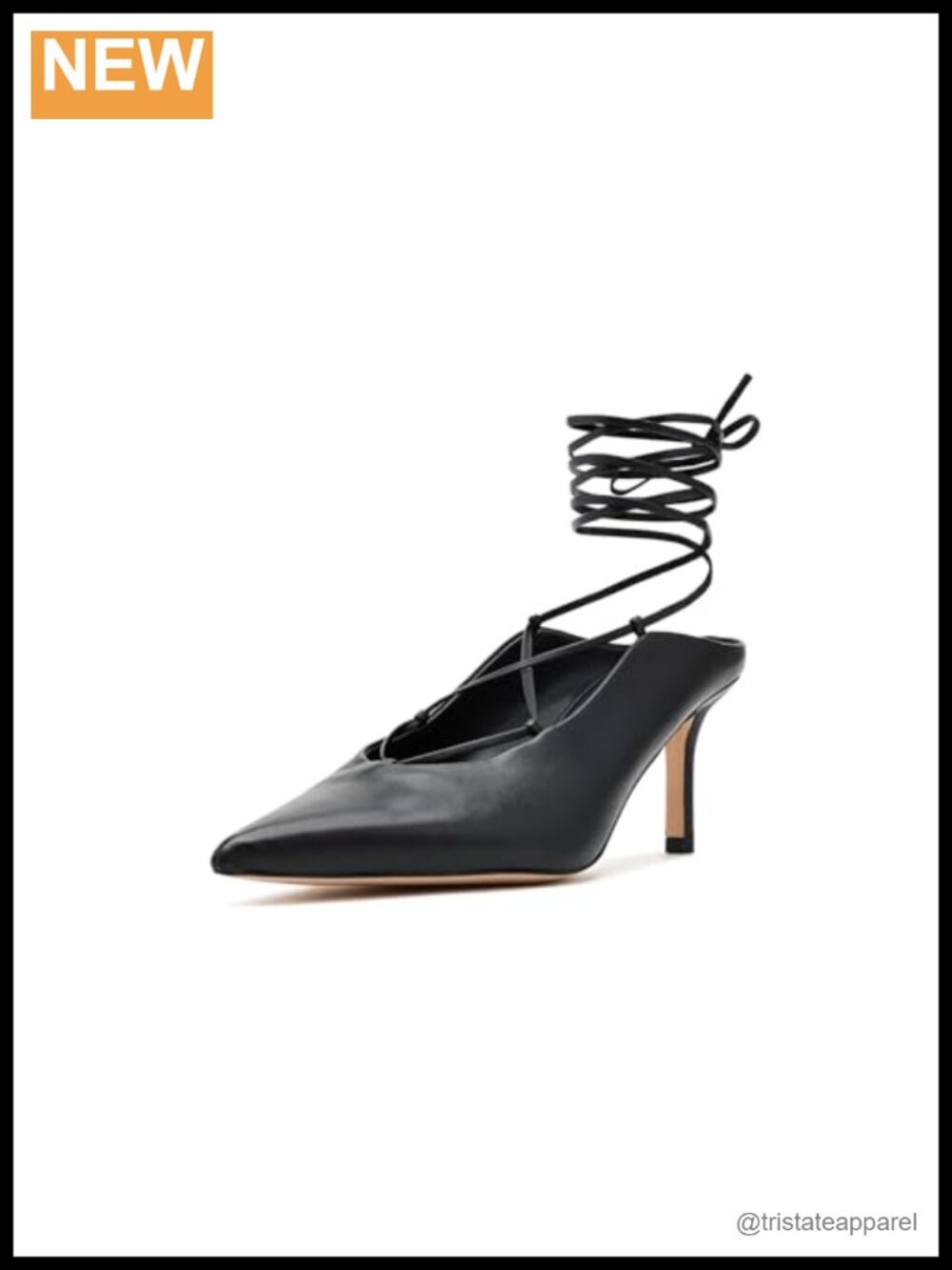 Lace-Up Pointed Toe Stiletto Pump with Leather Lining